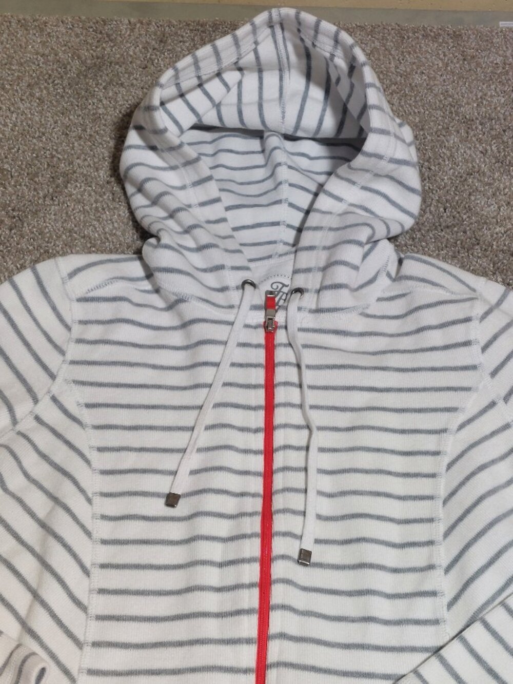 Tommy Bahama Zip up hoodie white w/ grey stripes Size XS